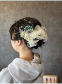 オーガンジーを使ったお洒落アップスタイル