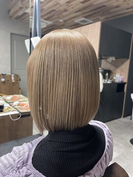 リンクエン(Link enn) ミルクティーベージュ/ボブルフ/ショート/前髪あり/髪質改善