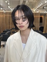 =メンズボブ/ダークアッシュ/ニュアンスパーマ／MAN’S HAIR