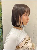 アッシュグレージュボブカット韓国ヘア30代40代暗めボブ渋谷