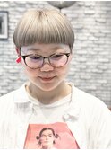 ワンレンマッシュ×ハイトーンベージュ
