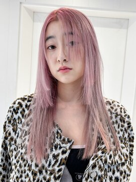 アルバム 銀座(ALBUM GINZA) 顔周りレイヤーロング韓国ヘアダブルカラー_F20379