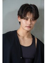 ソース 塚口(SOURCE)&nbsp;毛流れセンターパート×黒髪ヘア/メンズ