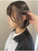 福井 ボブ シルバーグレー インナーカラー ダブルカラー