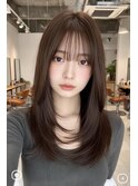 ミディアムレイヤーウォームブラウン韓国レイヤー