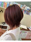 似合わせカット　ショートレイヤー／ボルドーカラー