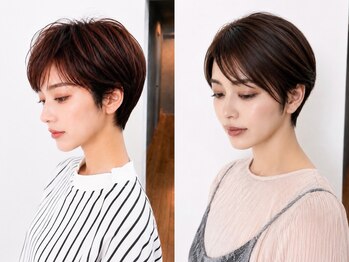 ヘアアンドメイク エジェリ(hair&make egerie)の写真/白髪ぼかしと相性の良いショートとボブでヘアスタイルを楽しく！【白髪染め/白髪ぼかしハイライト/ボブ】