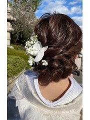 和装 トップ 波ウェーブ サイド ツイスト シニヨン ヘアアレンジ