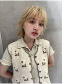 大人気!ハイトーングレージュ×ショートウルフ