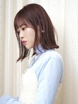 前髪あり長めボブ結べるボブ ピンクブラウン ストレートロブ銀座