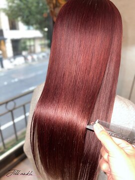 ジル アンク(Jill ankh) 《Jillankh 姫路駅前》ピンクレッド　ダブルカラー　ロング