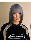 ペールブルーのルーツカラー(ブリーチ2回～)