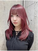 ミディアムレイヤーカット長めボブハイブリーチハイトーンカラー