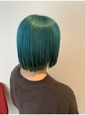 ターコイズカラー,エメラルドグリーン、ボブ【草加】