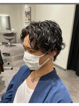 アース 名駅店(HAIR&MAKE EARTH) メンズモテヘア 強めスパイラルパーマ×アップバングヘア