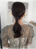 結婚式ヘア二次会ヘア編みおろしカチモリシニヨン岡山ヘアセット