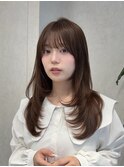 レイヤーカット/透明感カラー/ベージュカラー