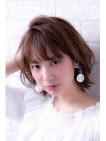 エルデ ナインズ ヘアー スタンド 川口店(elde 9's HAIR STAND)&nbsp;ピンクベージュorインナーグレージュの短めバングのマチルダボブ