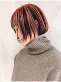 オレンジコントラスト_ことりベージュ毛先パーマ_ba258802