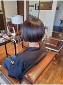 【お客様フォト】襟足ギリギリの艶やかさらさらな前下がりボブ