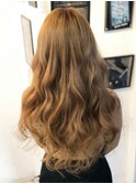 大人可愛いゆるふわオレンジべージュラフウェーブ6dエクステ