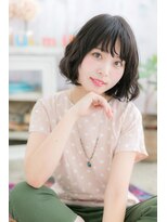 ミック ヘアアンドメイク アップ 駒込店(miq Hair&Make up)&nbsp;Aラインフェザーバングブルーグレージュフレンチボブa1