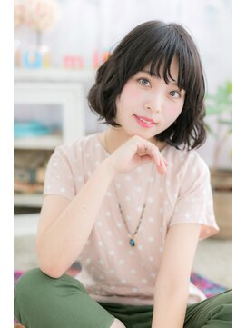 ミック ヘアアンドメイク アップ 駒込店(miq Hair&Make up) Aラインフェザーバングブルーグレージュフレンチボブa1