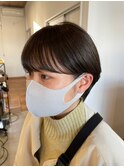 ひし形奥行きショート×アシメ流しバングすっきり小顔Style