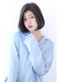 アッシュブラウン前下がり大人かわいい小顔フレンチボブ大人ボブ