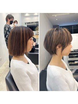 イヴォークトーキョーオーサカ(EVOKE TOKYO osaka) 骨格補正 丸みショート 耳かけ 可愛い ひし形 おしゃれ