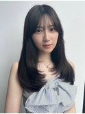 20代30代寒色系カラーシースルーバンク艶感ストレート透明感