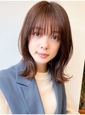 20代30代◎韓国風ミディアム暗めカラー外ハネ