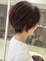 ルプル バイ フェイス 磯子(L'pul by face) 丸みショート×ボルドーピンク style by 田爪