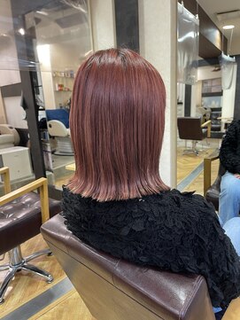 ビー オン ディー ヘア 池袋(BonD hair) ＃ラベンダーピンクの切りっぱなしボブ【池袋/髪質改善】