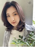 流れる長めの前髪☆ニュアンスミディアムレイヤー　20代30代40代