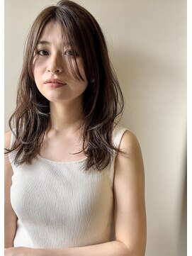 ガーデン オオタカノモリ(garden otakanomori) 20代30代40代斜めバング×グレージュカラー×レイヤーミディf