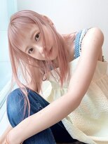 ディッセンバー 神宮前(December)&nbsp;ピンクベージュ  前髪カタログ　渋谷　オン眉