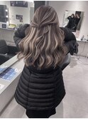 ハイライトカラーミルクティーベージュケアブリーチダブルカラー