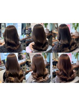 【髪質改善METEOカラー+小顔カット+潤いTR\14300】髪質改善メテオカラーで柔らかさ、色持ちの良さを実感♪