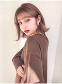 《袴田》シースルーボブ　ミルクティーピンク
