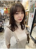 ナチュラル小顔前髪あり後れ毛サイドバング結べるボブくびれヘア