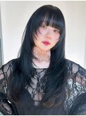 ロングおくれ毛韓国ヘア顔周りレイヤー_F0697