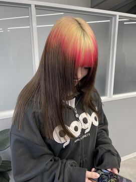 レノ(RENO) ブリーチハイトーンルーツカラーブロンドピンクグラデーション