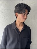 フェザーパーマニュアンスパーマセンターパートメンズカット