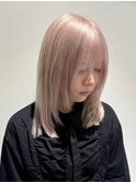 19277_ミルクティーベージュハイトーンカラーワンレンボブ