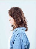 前髪無しウェーブ　スタイル
