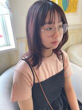 ヘアー ビジン(HAIR Bijin) くびれレイヤー　外ハネボブ　大人可愛い　ラズベリーピンク