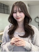 韓国ヘア くびれミディアム アッシュベージュ 2wayバング