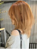 くびれヘア/アプリコットオレンジ/夏/ハイライトカラー[銀座駅]