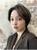 「岩田莉奈」地毛風縮毛矯正 ひし形ショートボブ 白髪染め 新宿